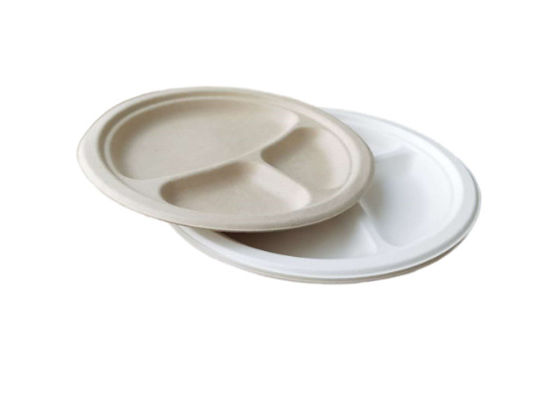 10inch disposable dinner compartment plates biodegradable sugarcane bagasse for restaurant and party use