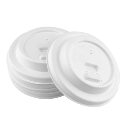 Eco Friendly 100% Compostable Biodegradable 80mm 90mm Bagasse Cup Non Leak Cover For Dessert And Cola