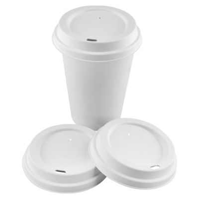 Biodegradable Eco Compostable Cup Cover Natural Sugarcane Bagasse Pulp 80mm White Paper Cup Lids