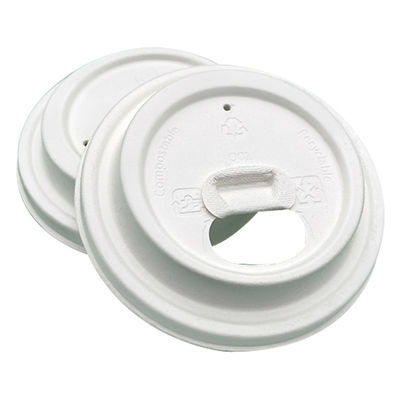 Eco Friendly Sugarcane Fiber Pulp 90Mm Flat Paper Cup Lids Reusable For Ice Cream And Smoothie