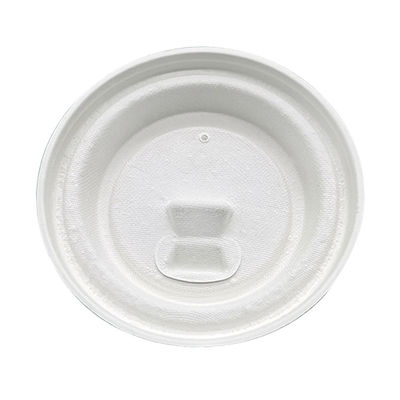 Eco Friendly Sugarcane Fiber Pulp 90Mm Flat Paper Cup Lids Reusable For Ice Cream And Smoothie