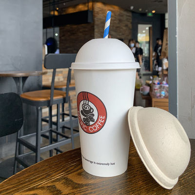 Disposable 80mm Dome Take Away Sugarcane Pulp 100% Biodegradable Paper Cup Lids 90mm Natur For Tea C