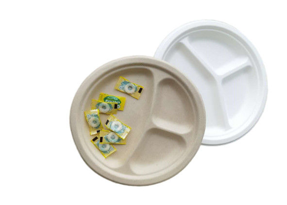 10inch disposable dinner compartment plates biodegradable sugarcane bagasse for restaurant and party use