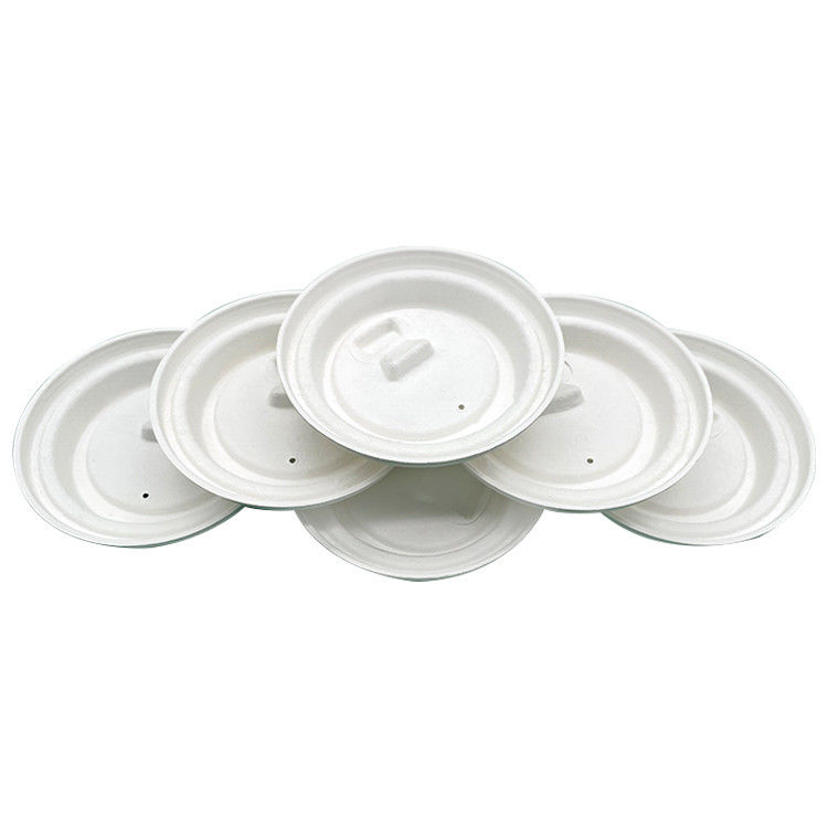 Eco Friendly Sugarcane Fiber Pulp 90Mm Flat Paper Cup Lids Reusable For Ice Cream And Smoothie